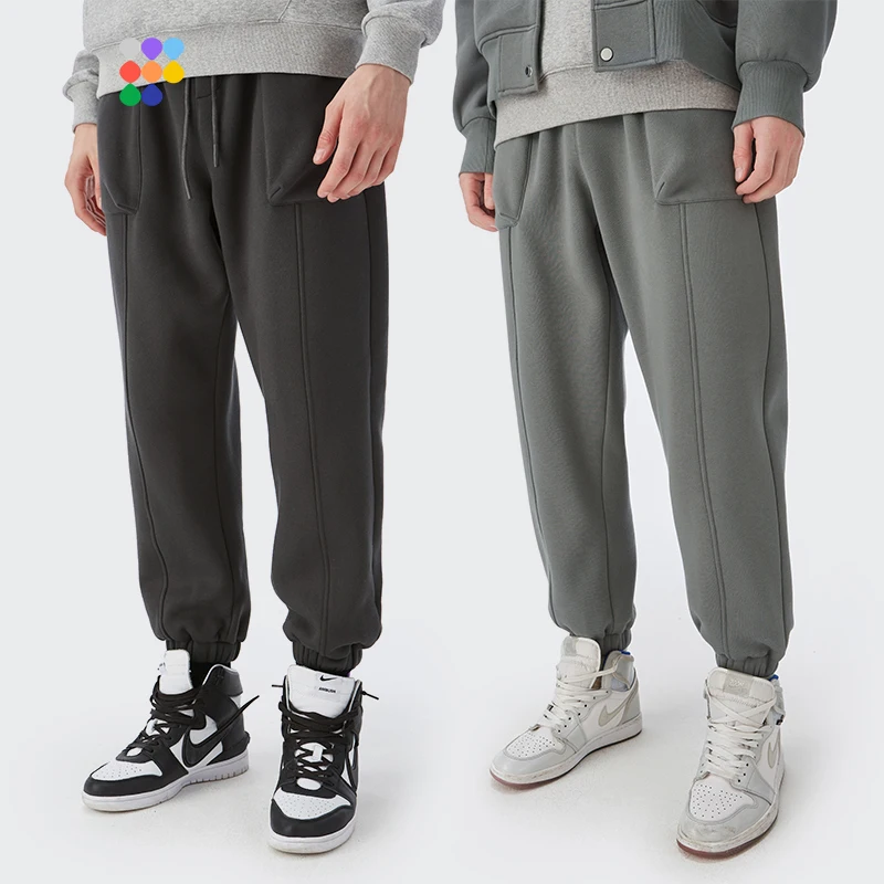 

INFLATION Thick Fleece Sweatpant Unisex Grey Joggers Pants Winter Warm Casual Pants Men Plain Loose Track Pant Couple Sportswear