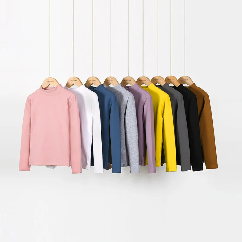 Autumn Winter Children Thermal Long Sleeve Pure Cotton T-shirt Half High Collar Children Base Shirt Soft Touch Korean Style