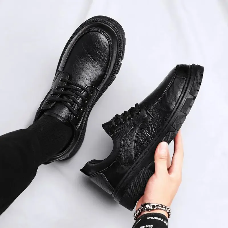 

Мужские высокие ботинки Dr. Boots, мужские рабочие ботинки с высоким берцем в британском стиле, кожаные мотоциклетные ботинки средней длины, черные мужские ботинки для лета