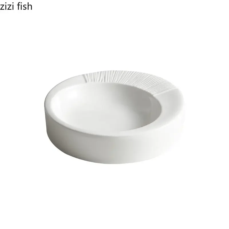 Ceramic Dinner Plate Restaurant Circular Thick Soup Plate Salad Dessert Dish Snack Dish Pasta Plates Solid Color Tableware