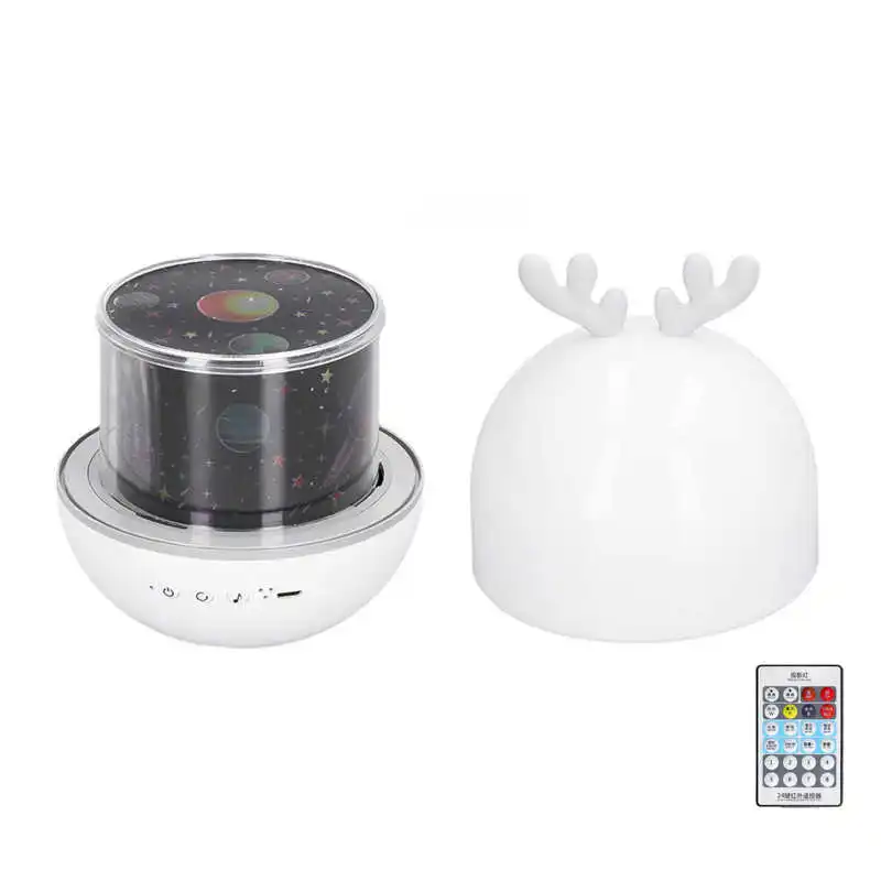 

Night Light Projector Bedside Light Auto Rotate Multiple Light Colors Musical 1200mAh Battery Detachable Cover for Home