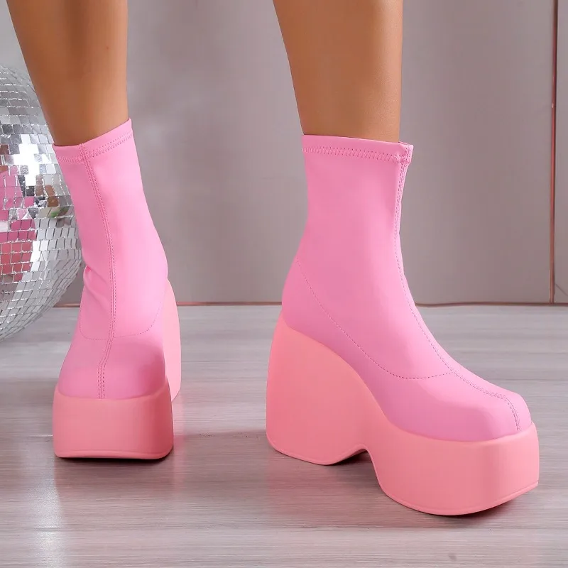 2024 New High Heels Ladies Sandals Thick Sole Ladies Slippers Buckle Strap Dress Office Ladies Wedding Shoes Large