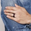 BONLAVIE Men's 8MM Black and Red Tungsten Carbide Ring Matte Finish Beveled Edges Size 7 To 16  For Men and Women 5