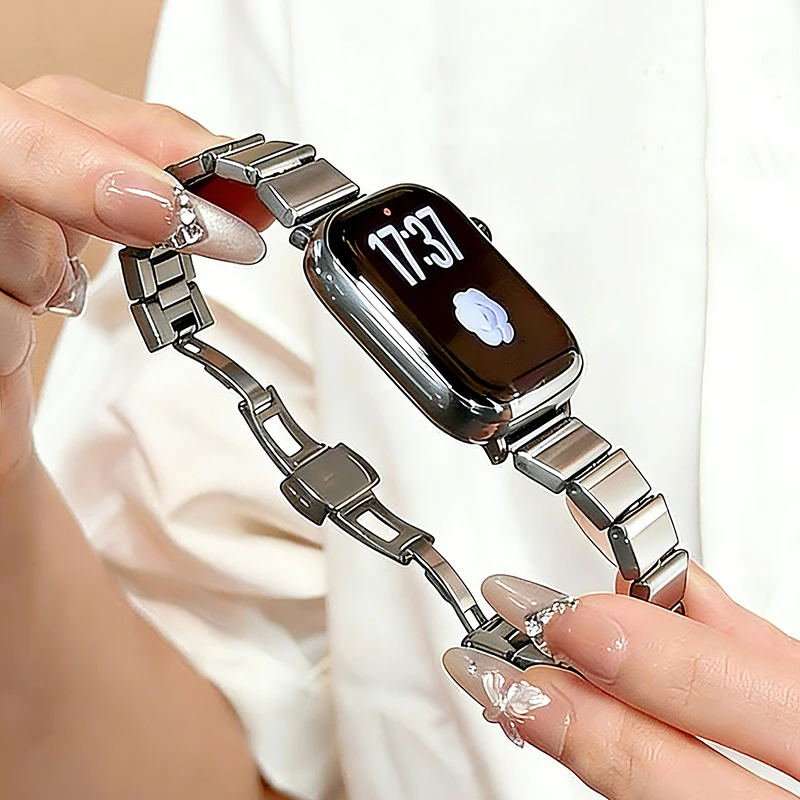 Elegant Stainless Steel Metal Strap for Apple Watch - Women's Edition