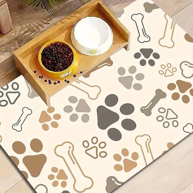 VIKAMA Pet Meal Mat Floor Mats, Diatomite Water-absorbent Easy to Clean Quick-Drying Food Mat, Dogs and Cats Feeding Placemat 2