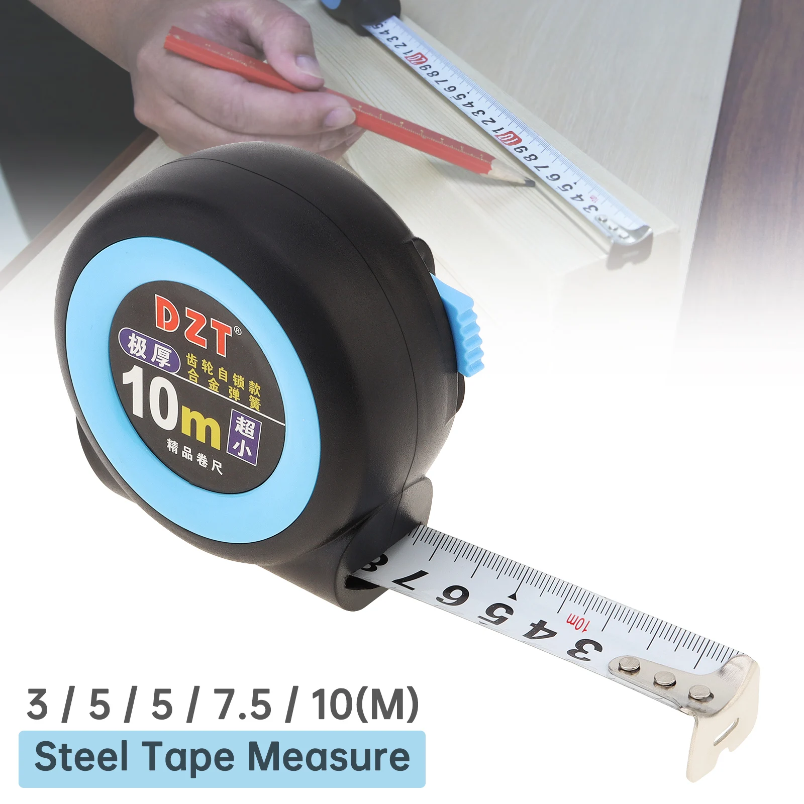 Tape measure measuring tape measuring ruler Steel Tape Measure 3 / 5 / 7.5 10 Meters Thickened Self-locking Rubberized Woodworking Tool Rulers Precise and Clear