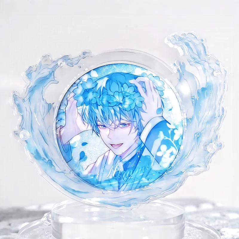 폴링 스타 리버 시리즈 디스플레이 브릭, 58/75mm 아크릴 배지 홀더, 오션 웨이브 패턴 수납 케이스 (애니메이션 굿즈, 데스크 장)
