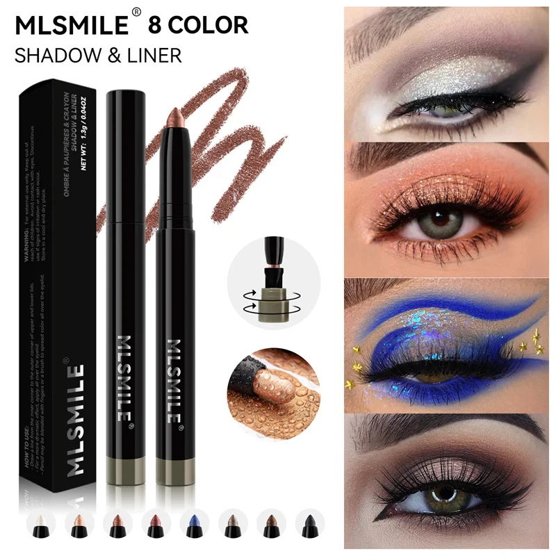 

8 Colors Waterproof Pearlescent Eyeshadow Eyeliner Pencil Glitter Matte Nude Eye Shadow Makeup Pigment Silkworm Eye Shadow Pen