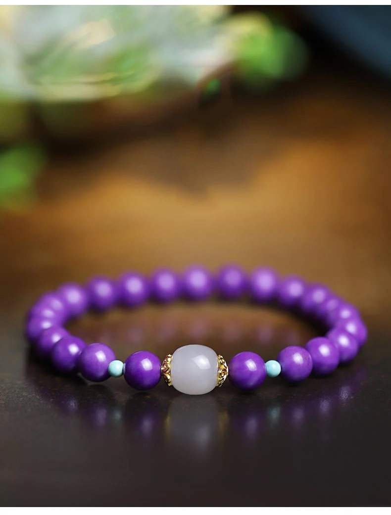 8mm Einzelkreis Lila Perlen Mit Hotan Jade Buddha Hand String Geschenk Mädchen Schmuck Für Weibliche Mutter Geschenk – Detail 8