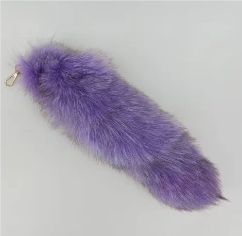Luxurious Natural Fox Fur Tail Keychain - Chic Y2K Fashion Accessory, 40 cm