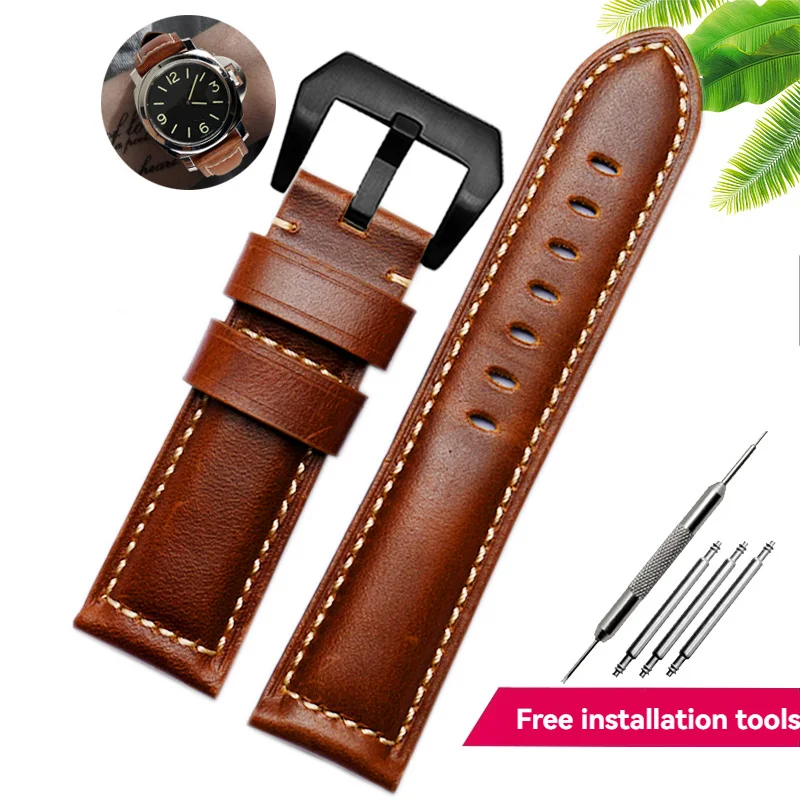 Premium Genuine Cowhide Nubuck Leather Strap Bracelet Watchband