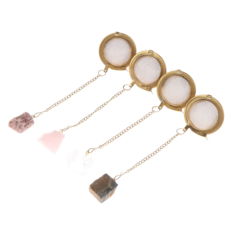 1pc Natural Crytal Love stone crafts 304 stainless steel tea maker Tea filter Tea Filter Kitchen Accessories