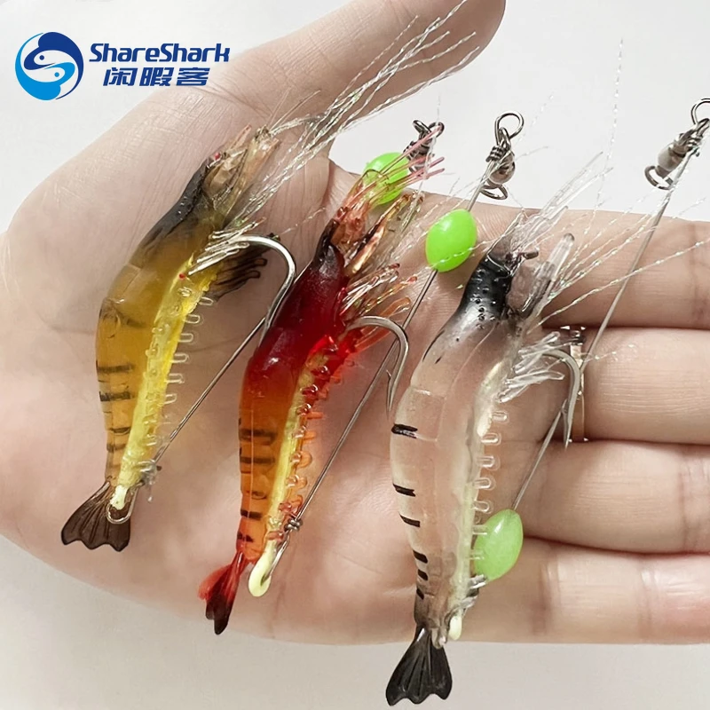 5 Leurres Crevette Souple 6,5g 9,5cm Avec Hameçon – Pour Truite Et Poissons D'eau Douce
