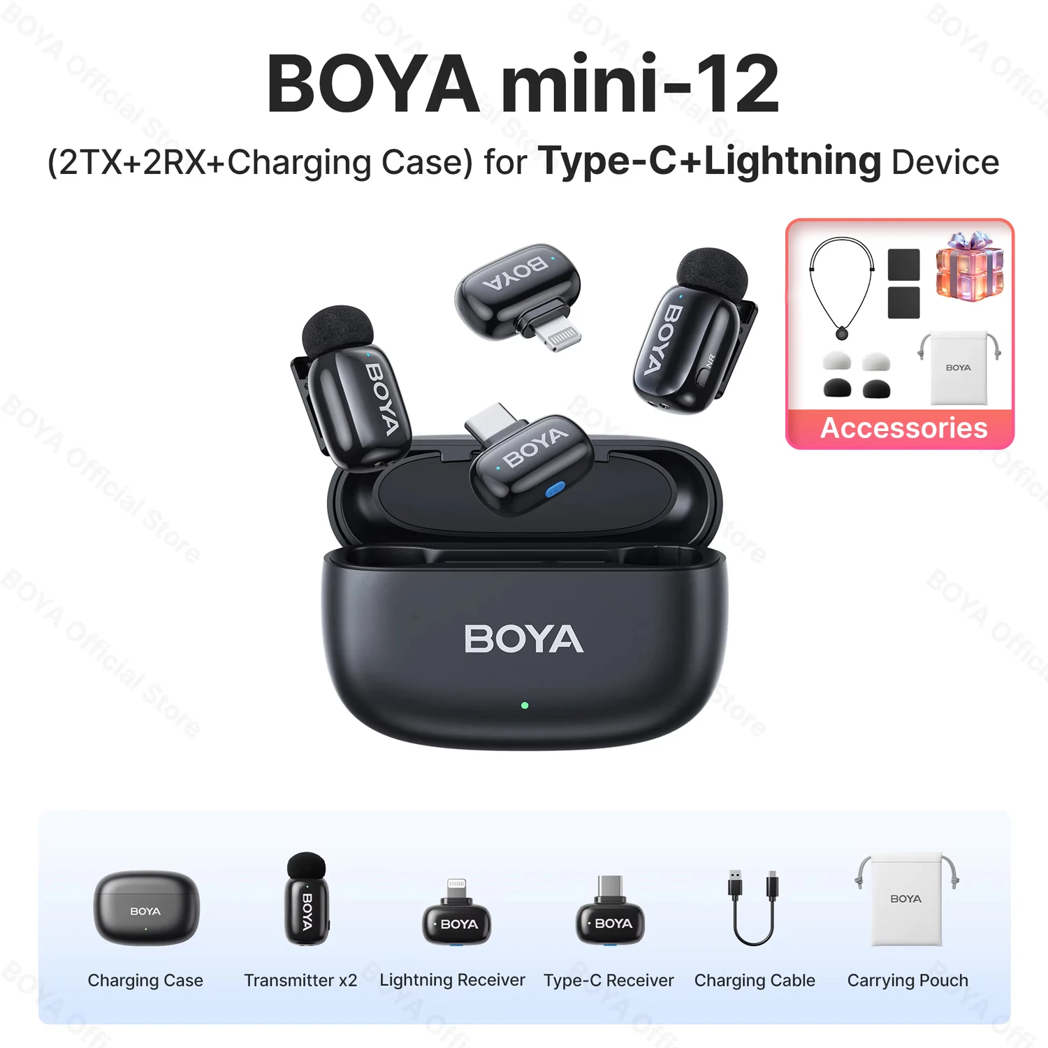 【新品】 BOYA miniワイヤレスマイク Type C 2TX+1RX 黒 Amazon.co.jp: BOYA miniワイヤレスマイク【超ミニ360°集音