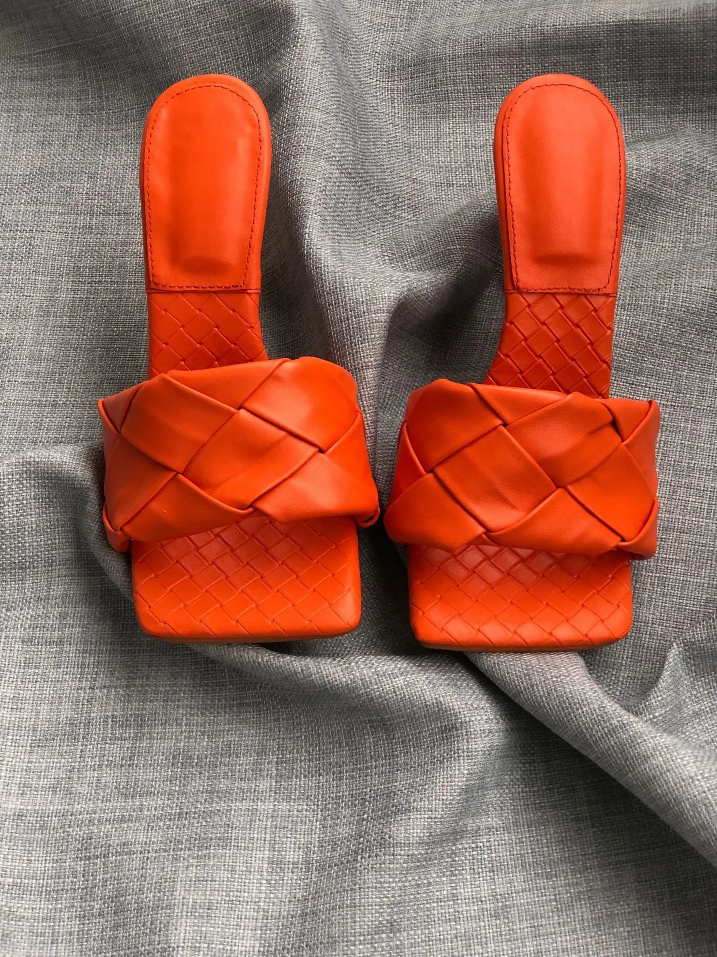 

Shoes For Women 2023 Sexy Peep Toe Sandals High Heeled Flip Flops Braid Ringer Slippers Multicolor Fashion Catwalk Zapato Mujer