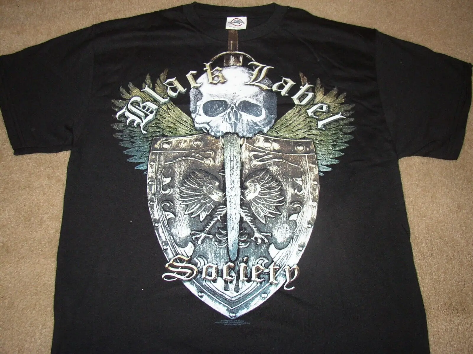 2008 Deadstock Black Label Society Shield T-Shirt Sz Mens Med Unwear