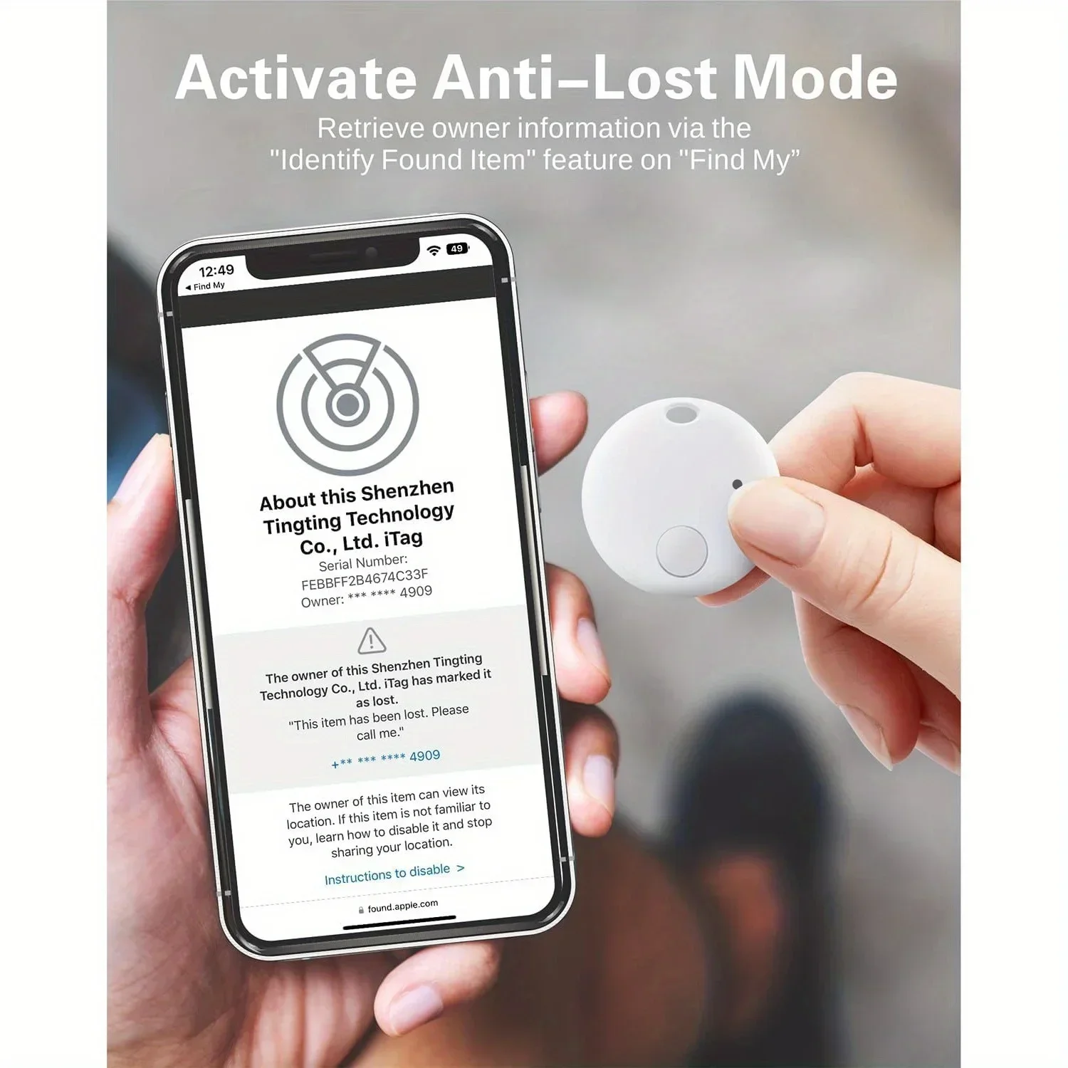 Smart tags, luggage trackers. For Apple Find My (iOS Only), Item Locator for Keys, Luggage, Backpack, Wallet, Pets, 2-Pack