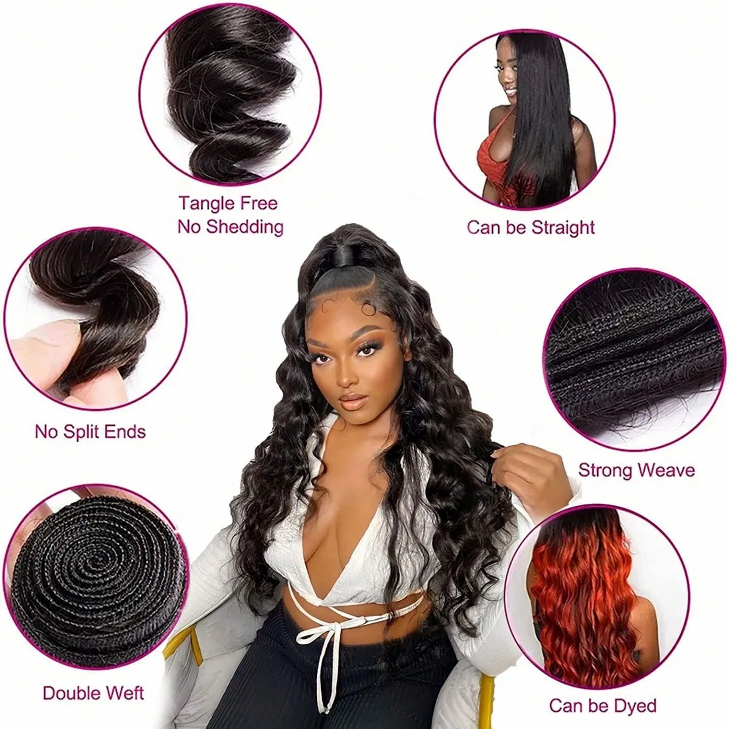 26 28 30 Inch Loose Deep Wave Human Hair Bundles Curly Hair Brazilian Weaving 1/3/4 Natural Color Braiding Unprocessed Bundle 5