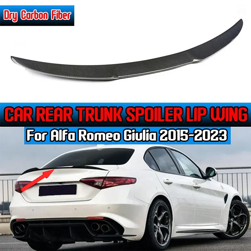 Dry Carbon Fiber Car Rear Trunk Boot Lip Spoiler Wing Lip Per Alfa Romeo Giulia 2015-2023 Oem Style Rear Trunk Spoiler Boot Wing