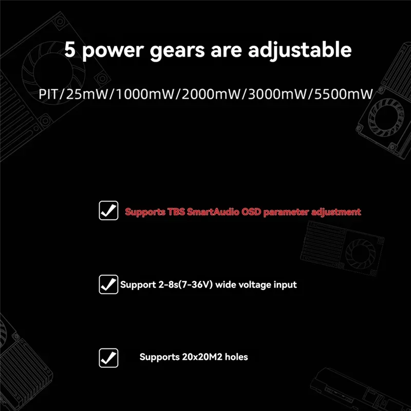 VTX 5.8G 5.5W Haute Puissance pour Drone FPV Freestyle Longue Portée