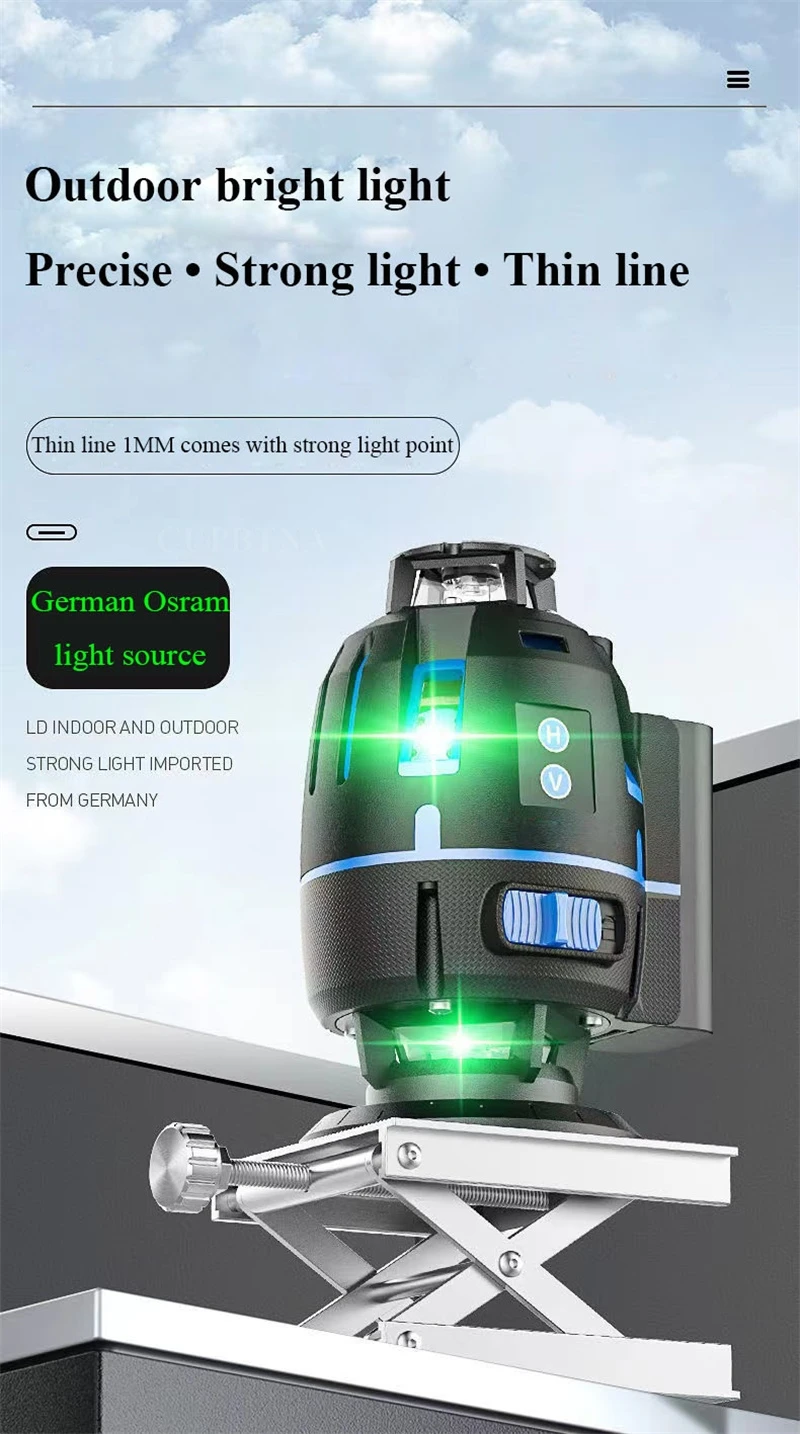 Description Picture 5 of itemOutdoor 5/6/8/12 Line Cylinder Type 4D Green Light Level Auto Level 360 Horizontal and Vertical Cross Super Bright Laser Levels