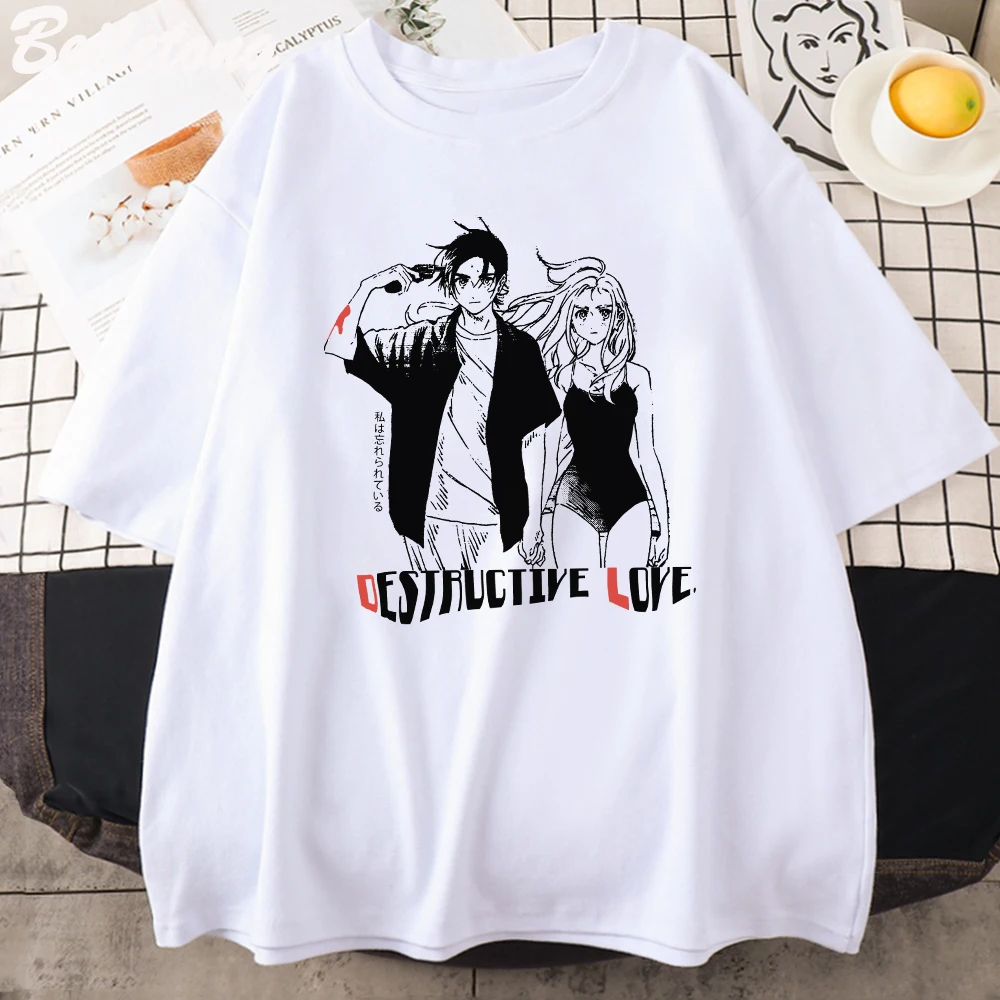 T-shirt imprimé de dessin animé japonais, 2022 coton, décontracté, pour hommes et femmes