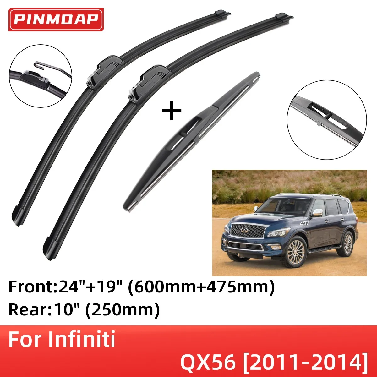 ForInfinitiQX5620112014FrontRearWiperBladesBrushesCutter