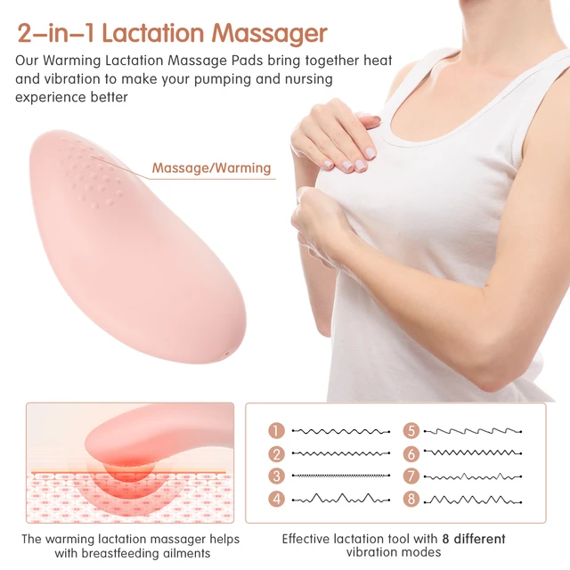 Warming Lactation Massager, 2 Pads