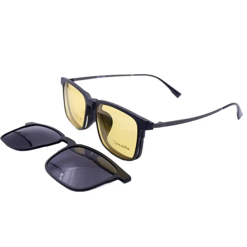 High Quality Fashion Night Vision Goggles Multi-function Magnetic Clip On Sunglasses Polarized Men Women Eye Glasses Frame 96826