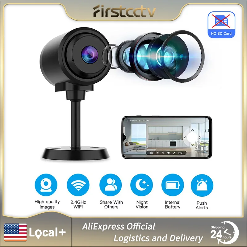 FIRSTCCTV Wireless Mini WiFi Security Camera with Night Vision Motion Detection Rechargeable Battery Easy to Mount 1