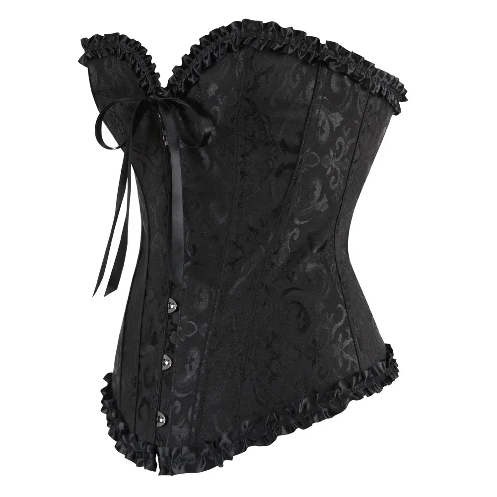 Description Picture 4 of itemSexy Bustiers And Corsets Floral Lace Tops Shapewear For Women Vintage Corset Gothic Overbust Satin Jacquard Corsets