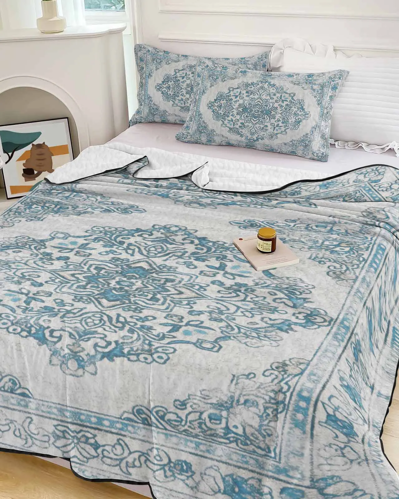 

Летнее одеяло в этническом ретро-стиле с персидским узором и цветочным принтом, охлаждающее одеяло, удобное легкое тонкое одеяло для спальни