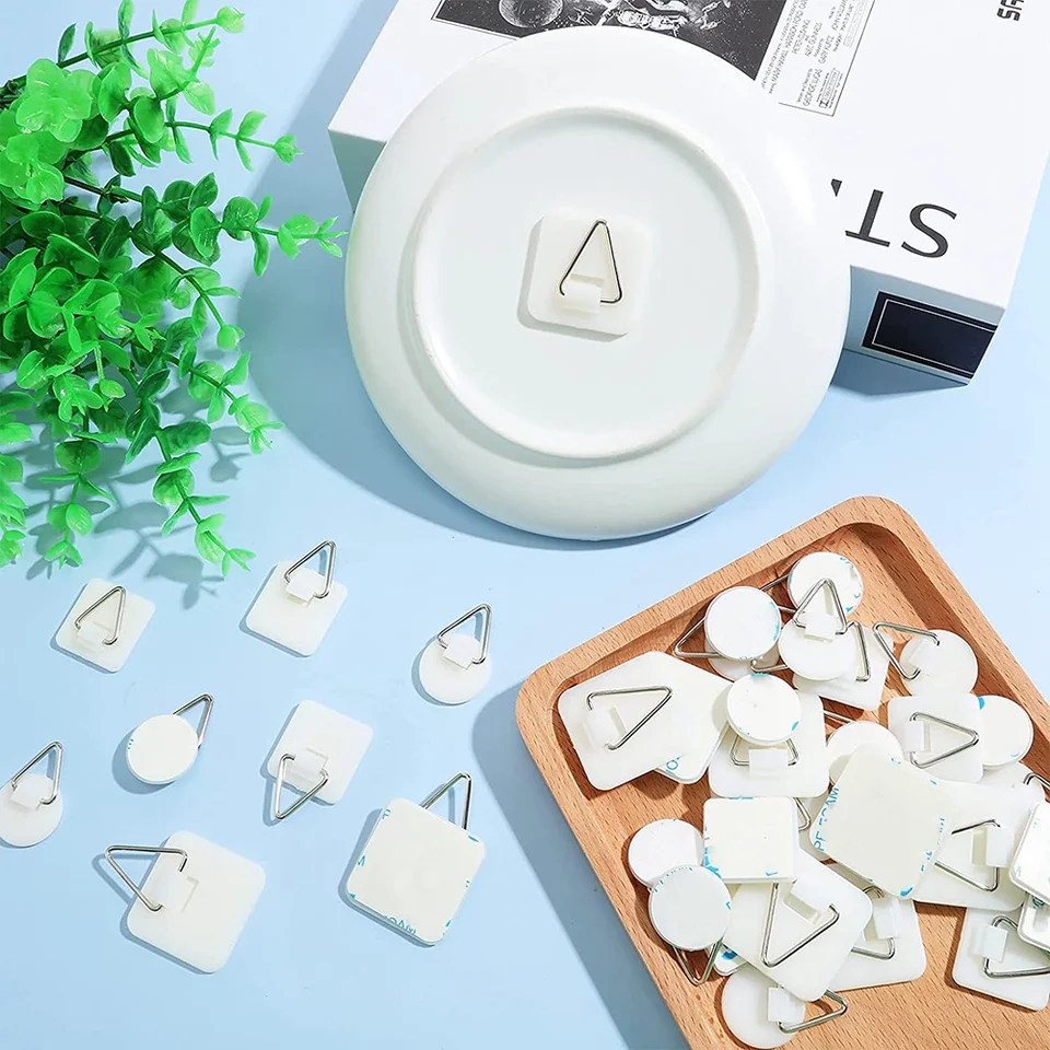 Ganci Adesivi per Quadri, 30 Pezzi Gancetti Piazza per Quadri Due Dimensioni, Ganci Rotondo Bianco per Quadri Adesivi per Piatti Da Parete, Cucina,Ufficio,Bagno,Foto e Decorazioni