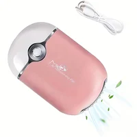 Eyelash Fan Hair Dryer Mini Small Fan Rechargeable Planting False Eyelash Dryer Beauty Neck Fan Rounded Corners Without Leaves 2