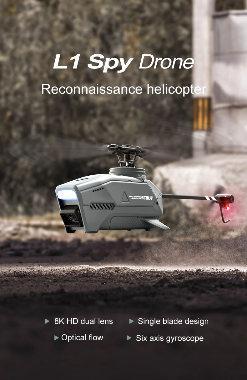 L1 RC Helicopter, L1 Spy Drone Reconnaissance helicopter 'arcscout 8K