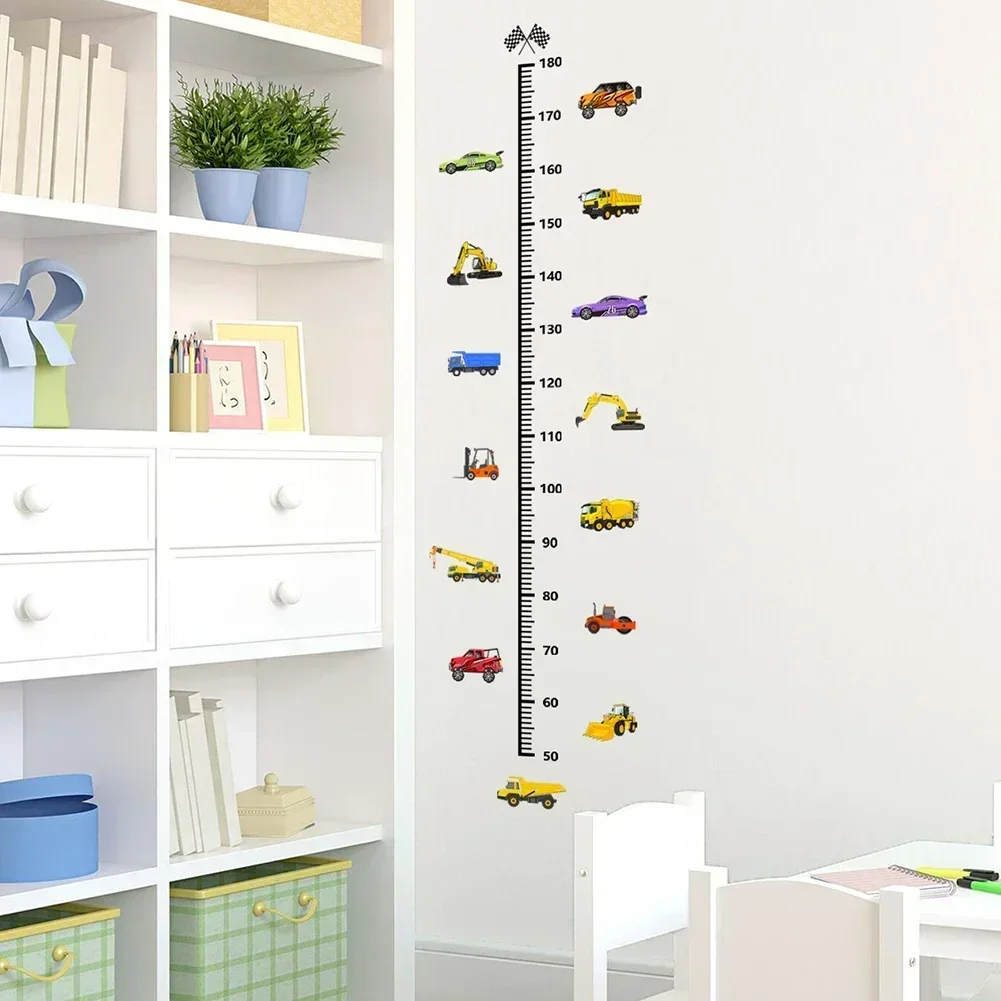 Height Stickers Construction Vehicle Tower Crane for Kids Room Kindergarten Baby Measuring Height Ruler Wall Stickers Boys Gift