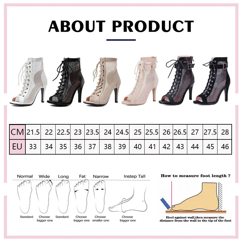 Women Dance Shoes Stilettos High Heels Latin Dance Boots Fish Mouth Mesh Plus Size For Ballroom Dancing Shoes Adjustable instep 5