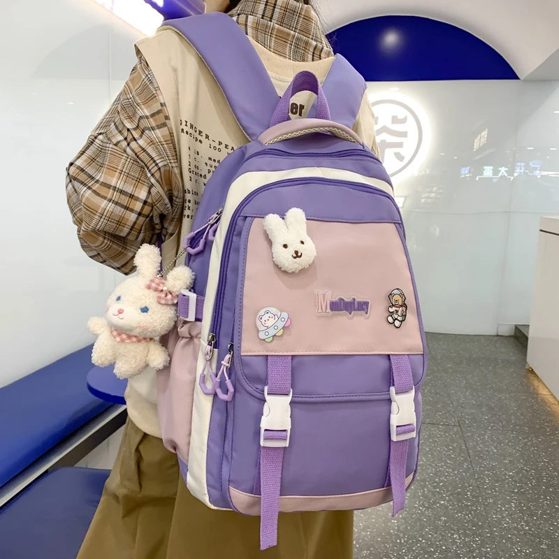 Kawaii Fashion Female School Bags For Girls Cute Nylon Women Backpack