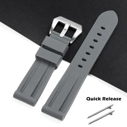 Versatile Quick Release Silicone Wristband - Sporty Style Strap (20 - 26mm) - 20mm (Grey)
