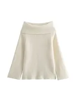 TELLHONEY Women Fashion Slash Neck Strapless Off The Shoulder Sweater Female Casual Long Sleeves Knitted Slim Fitting Pullover - Image 5