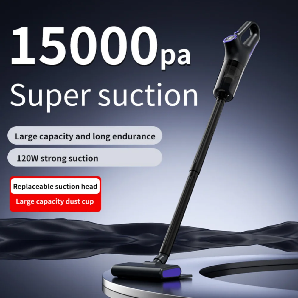 Portable Cordless Vacuum Cleaner 120W 15000PA Strong Suction USB Charging Handheld Vacuum for Household Use 2