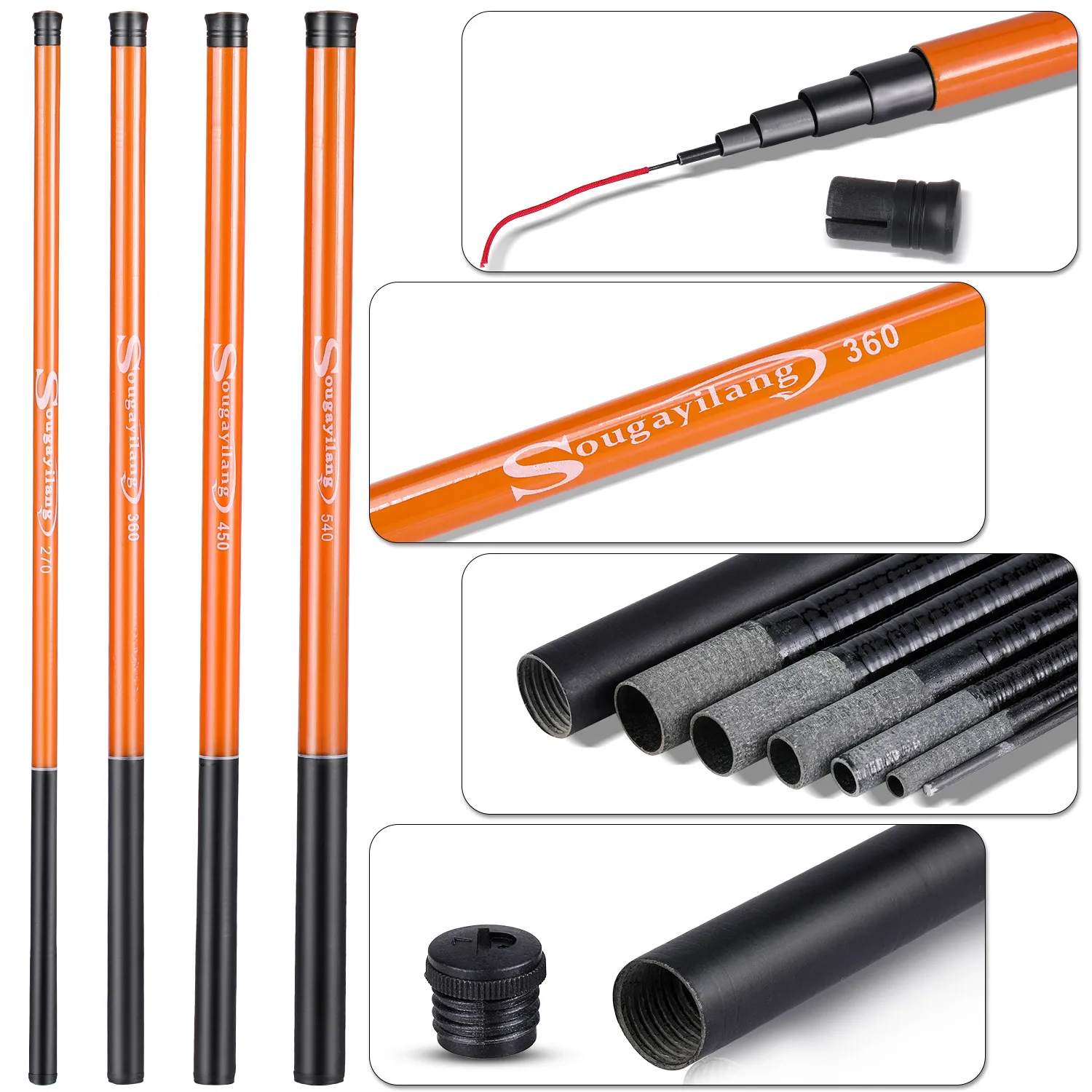 Description Picture 5 of itemSougayilang Fiberglass Fishing Rod 2.7-5.4m Anti Slip 360 ° Rotating Slightly Resistant to Jamming Design Casual Fishing Rod
