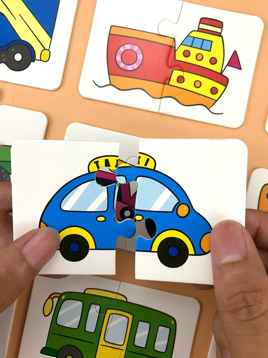 32Pcs Montessori Toddler Card Matching Game Early Education Puzzle Toys Cartoon Jigsaw Toys Color Shape Cognitive Training Gift jigsaw puzzles wooden jigsaw puzzles educational puzzles