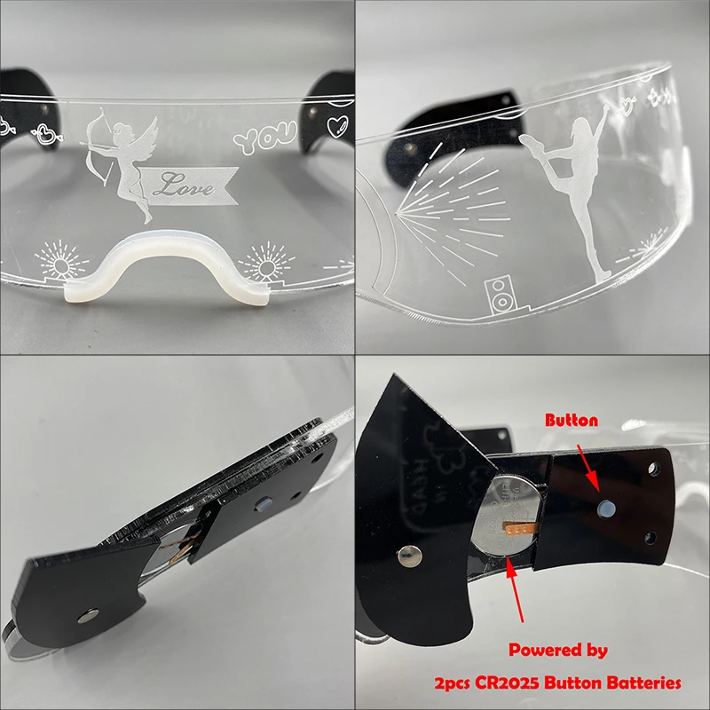 2026 Beliebte Leuchtende Futuristische Brille LED Neon Acryl-Brille Leuchtende Cyberpunk Bar-Party-Brille Geburtstags-Club-Requisiten – Detail 11