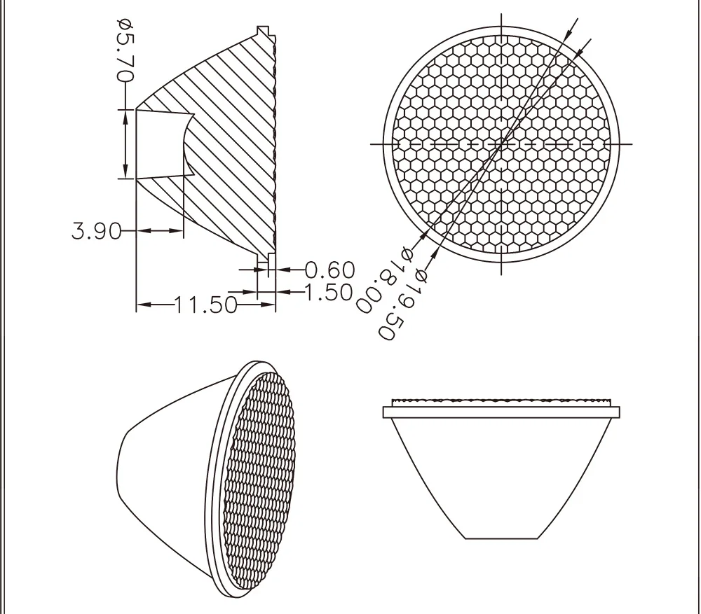 TIR Lens Set 8 kinds in one pack,&Phi;19.50*11.50mm TIR lens set,Suitable for H4 with XML2, XHP50.2