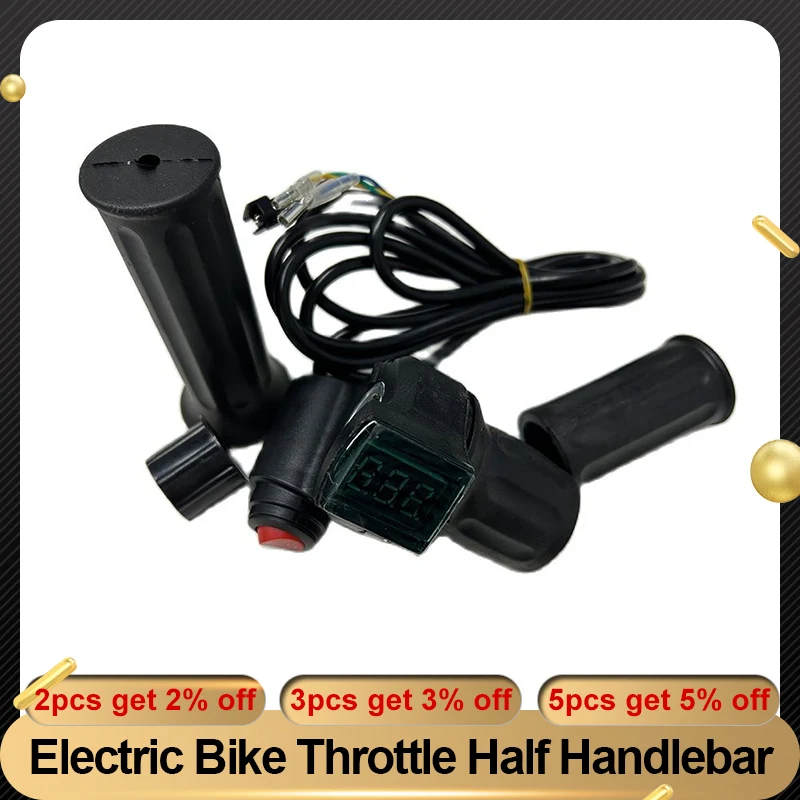 

Electric Bike Speed Control Throttle Half Handlebar Grips Red Screen Lcd Digital Display Switch Electric Bicycle Accessories
