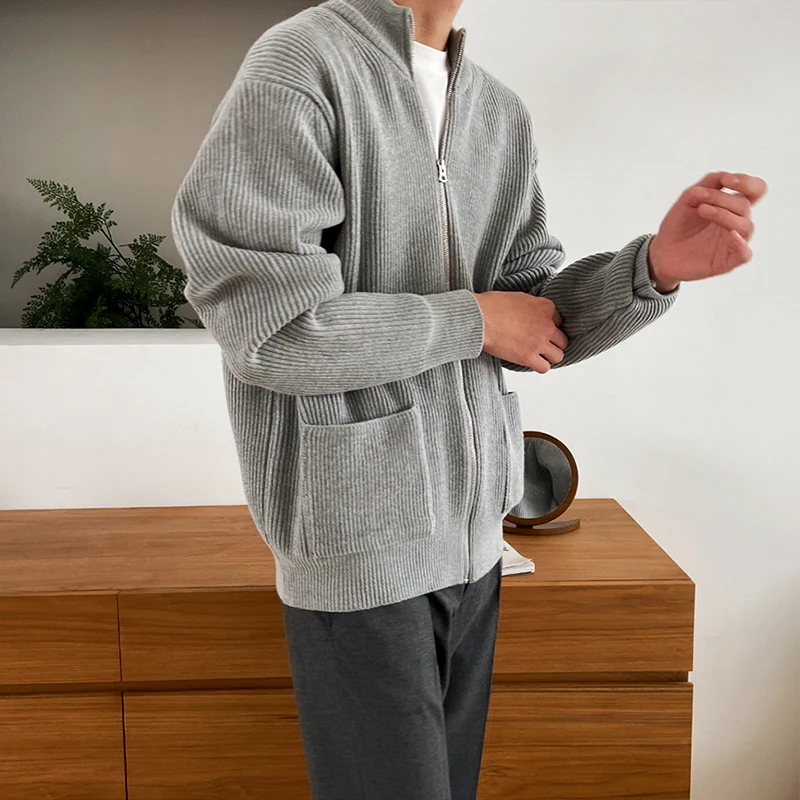 

2022 Men Autumn Winter New Thick Warm Knitted Coats Men's Sweater Casual Outwear Clothes Male Stand Collar Cardigan Jackets V98