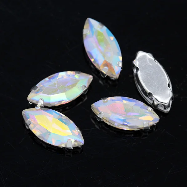 Versatile Sew-On Navette Rhinestone Horse Eye Flatback