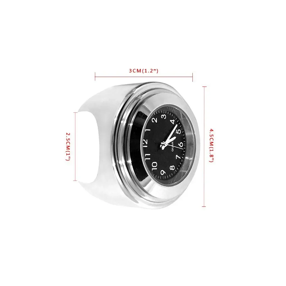 Motorcycle Handlebar Clock Thermometer 1/2pcs 22-25mm Luminous Waterproof Dial for Yamaha Kawasaki Etc
