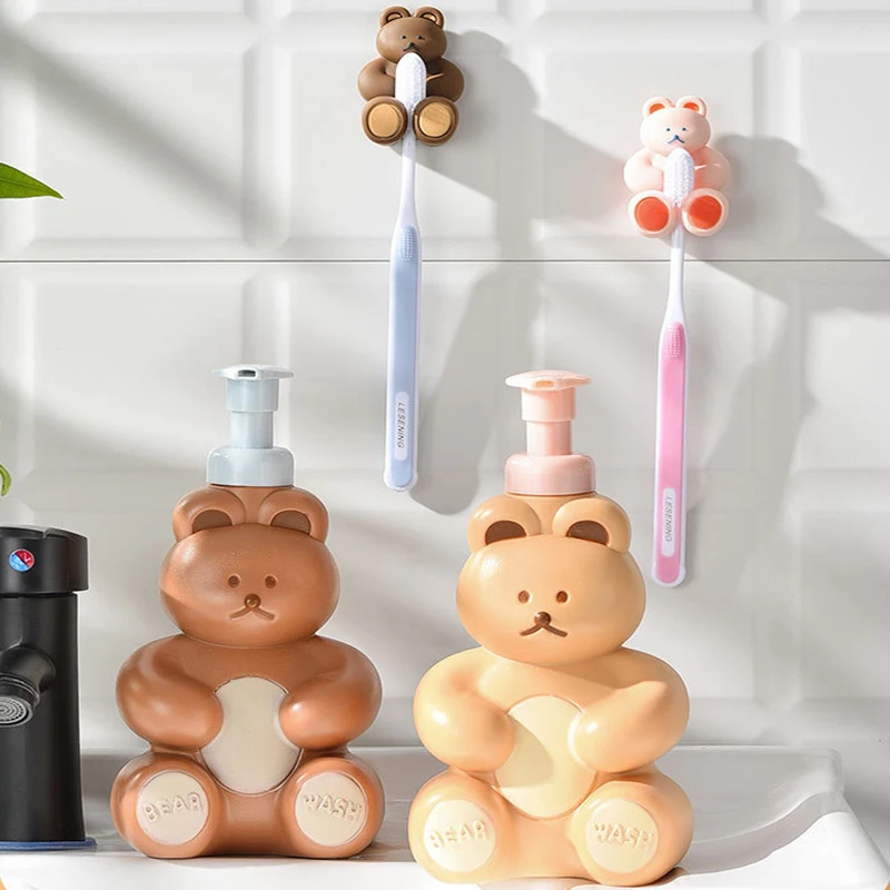 

Cartoon Bear Bottle Foaming Soap Dispenser Hand Sanitizer Container Shampoo Refillable Pump Bottle Portable Soap Dispensers